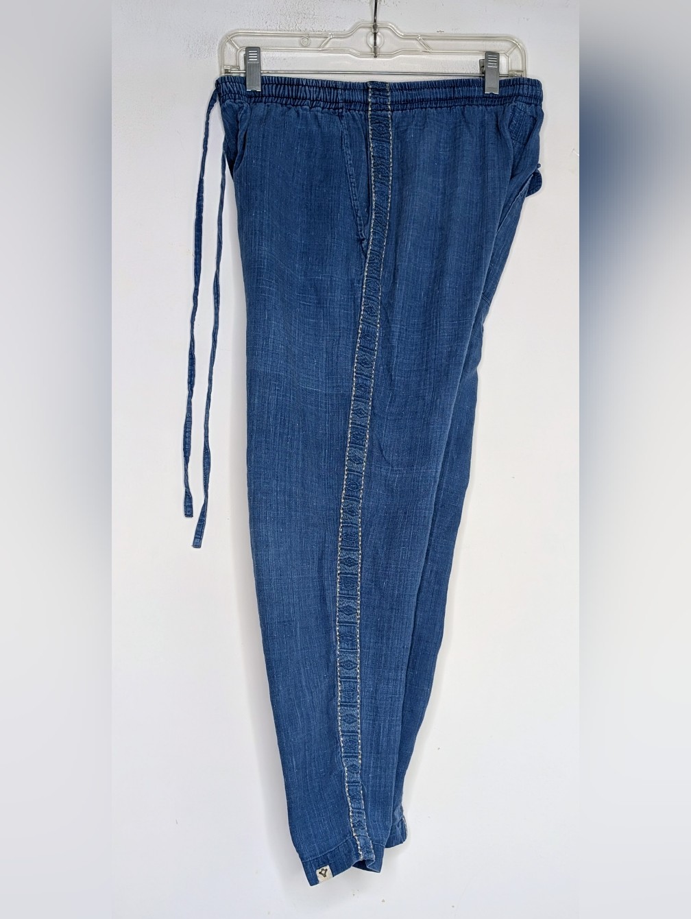Bsbee Handmade Blue Cotton Tuxedo Stripe Pant Size Large